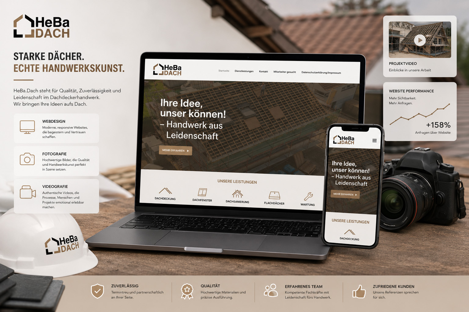 Website HEBA Dach – Webdesign, Fotografie & SEO von Web Emotions