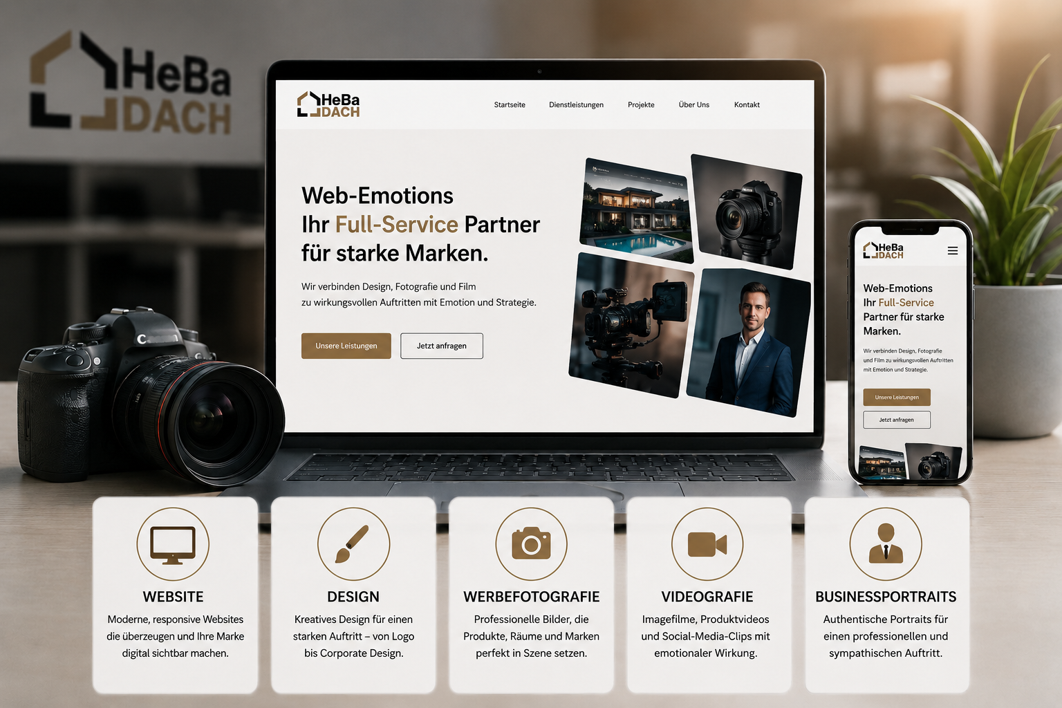 Website HEBA Dach Ilsfeld – Webdesign, Werbefotografie & Werbefilm von Web Emotions