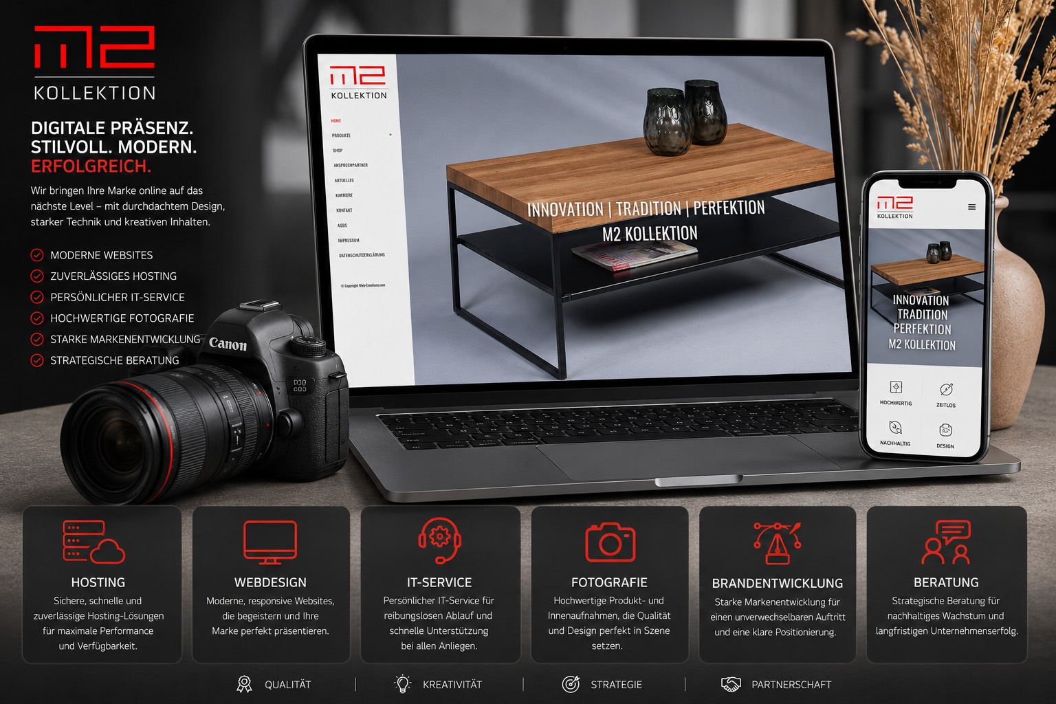Website m2-kollektion – Webdesign & Fotografie von Web Emotions