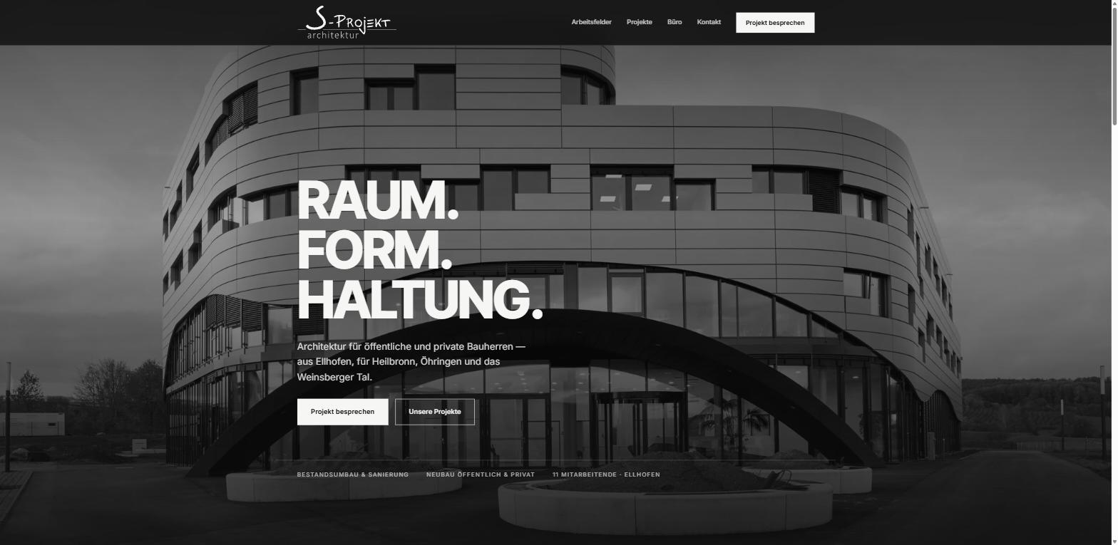 Website S-Projekt architektur Ellhofen – Webdesign & SEO von Web Emotions