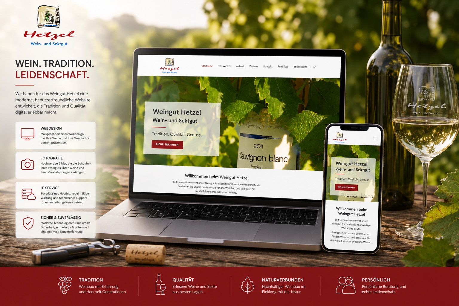 Website Weingut Hetzel – Webdesign & Fotografie von Web Emotions