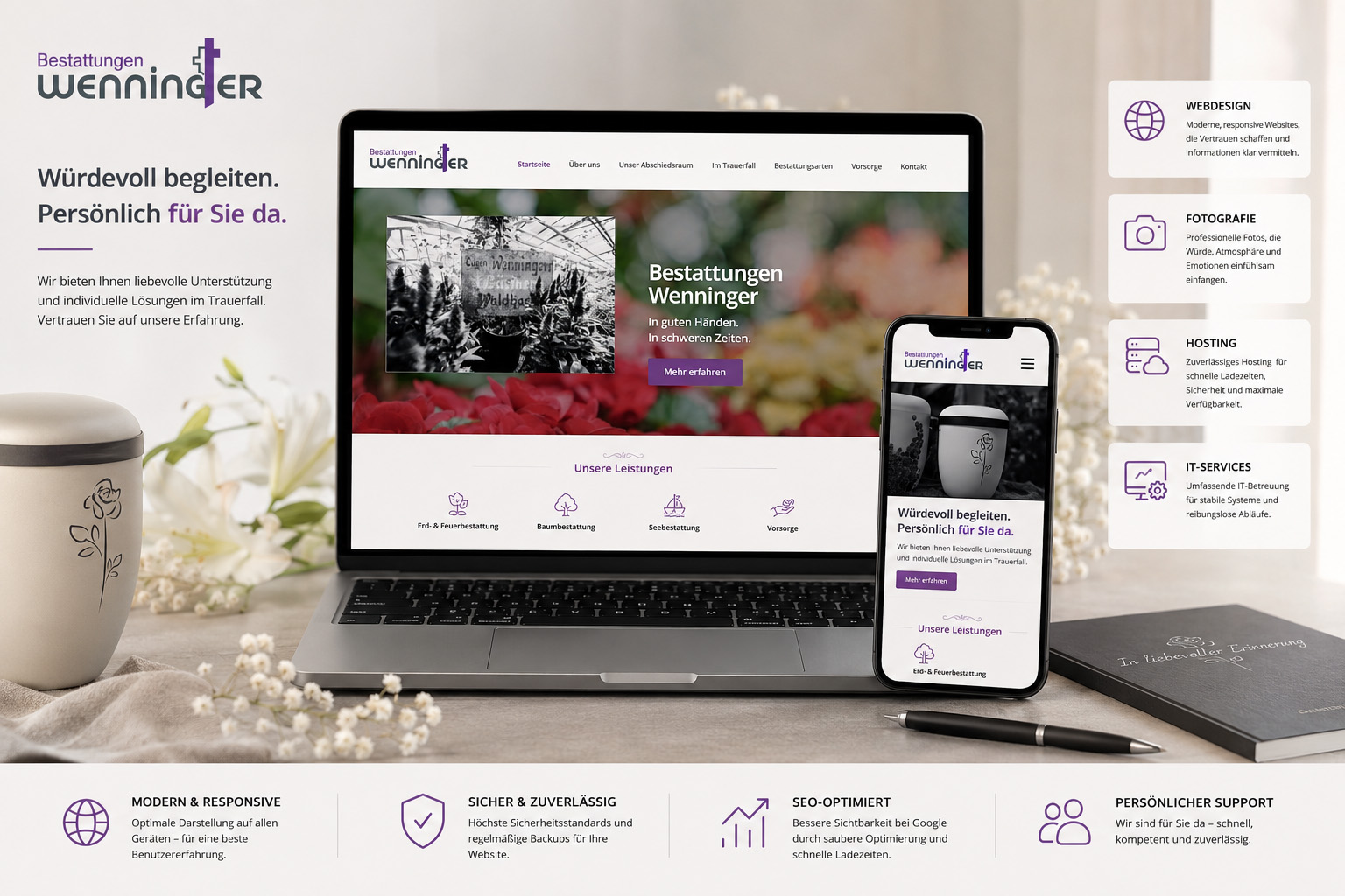 Website Wenninger Bestattungen – Webdesign & Fotografie von Web Emotions